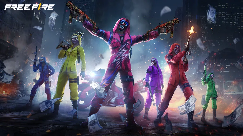 Free Fire squad artwork with several characters together