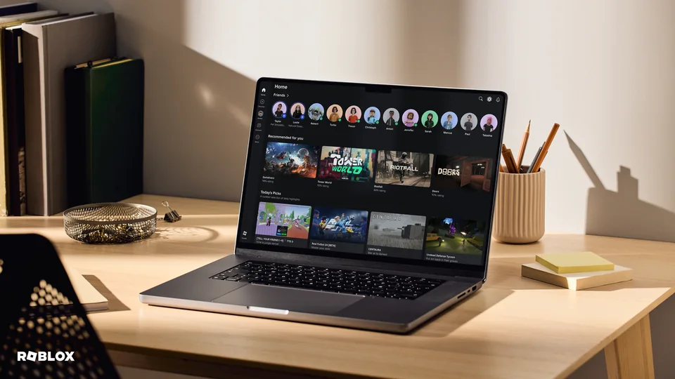 Roblox home page on a laptop